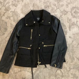 AshleyK black two tone canvas body sleeves faux leather